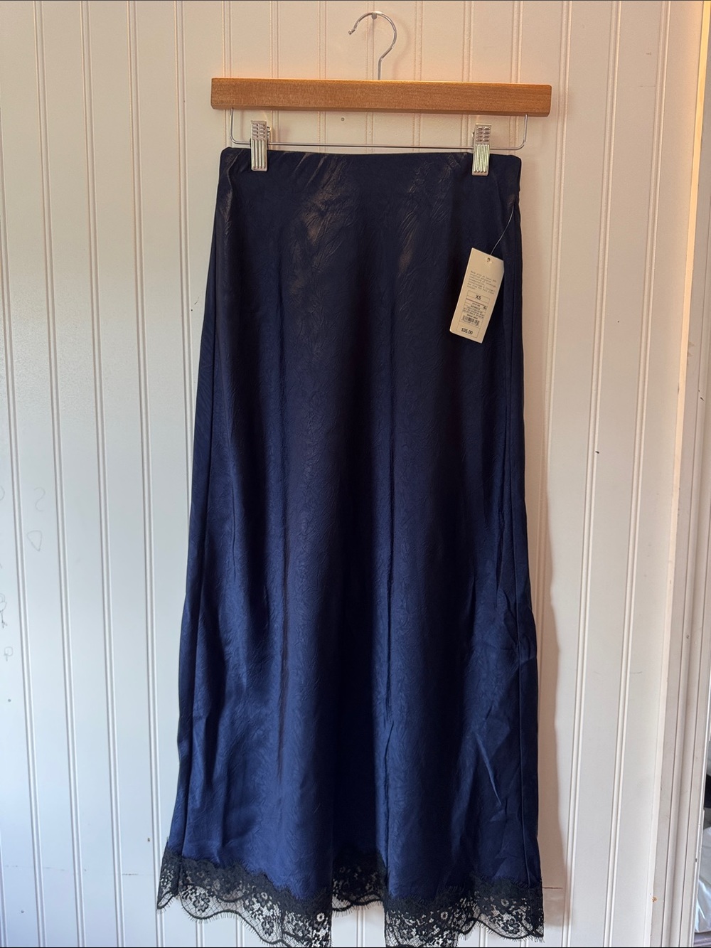 a new day Navy Maxi Skirt with Black Lace Trim